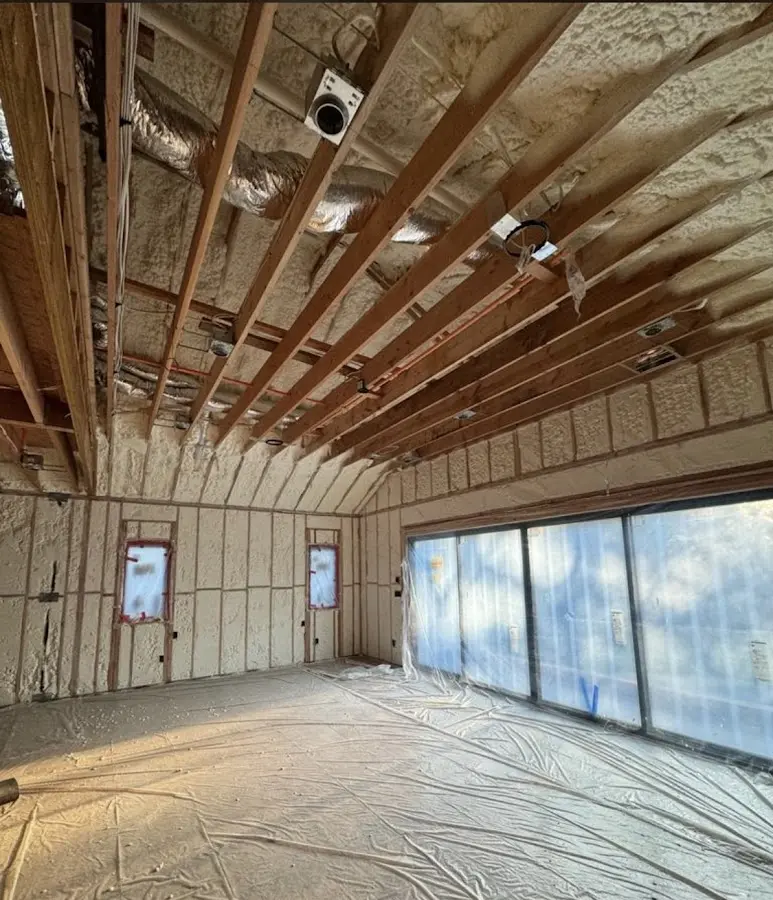 Interior walls and ceiling insulated with spray foam during new construction in Fort Hood